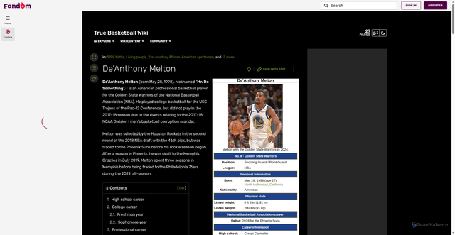 Security scan screenshot of https://pro-basketball.fandom.com/wiki/De%27Anthony_Melton