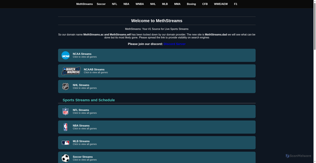 Security scan screenshot of https://methstreams.ms/
