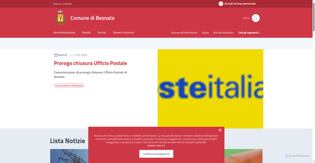 Security scan screenshot of https://www.comune.besnate.va.it/