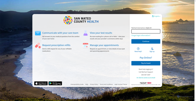Security scan screenshot of https://mychart.et1356.epichosted.com
