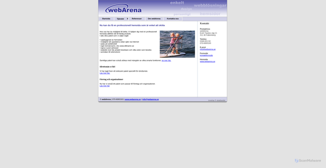 Security scan screenshot of https://webarena.se