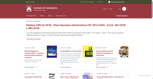 Security scan screenshot of https://comune.castelpoto.bn.it/
