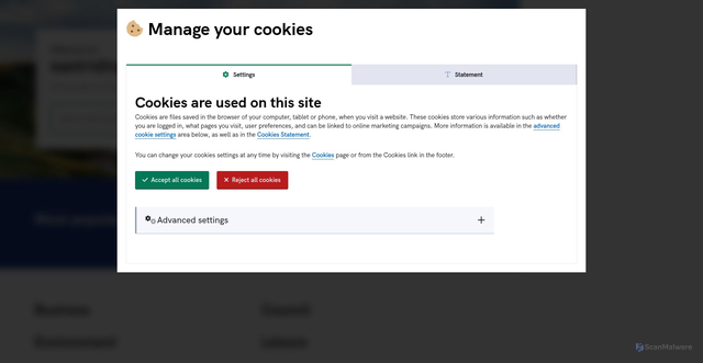 Security scan screenshot of http://www.eastriding.gov.uk/