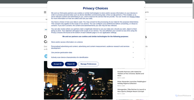 Security scan screenshot of https://www.licenseglobal.com/entertainment/disney-formula-1-collaboration-to-launch-at-las-vegas-grand-prix