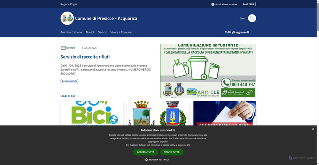 Security scan screenshot of https://www.comune.presicceacquarica.le.it/it