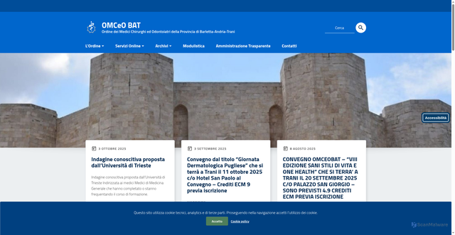 Security scan screenshot of https://www.omceobat.it/