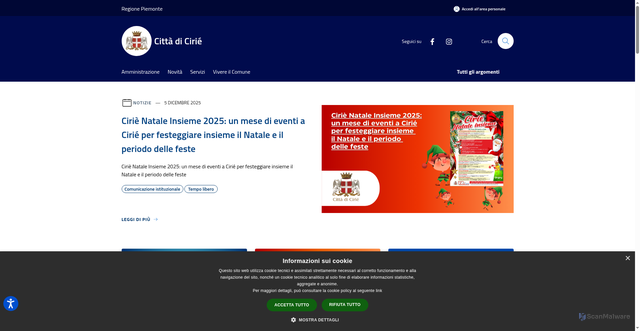 Security scan screenshot of https://www.comune.cirie.to.it/it