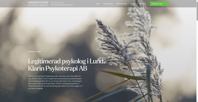 Security scan screenshot of https://andersklarinpsykolog.se