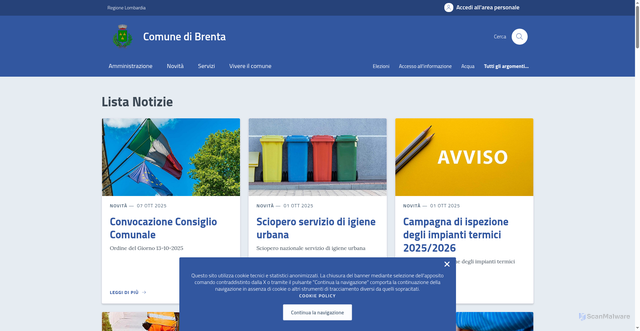 Security scan screenshot of https://comune.brenta.va.it/