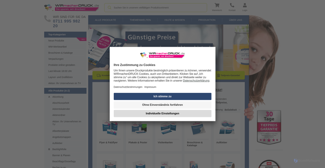 Security scan screenshot of https://www.wir-machen-druck.de