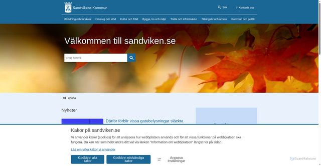 Security scan screenshot of https://sandviken.se/