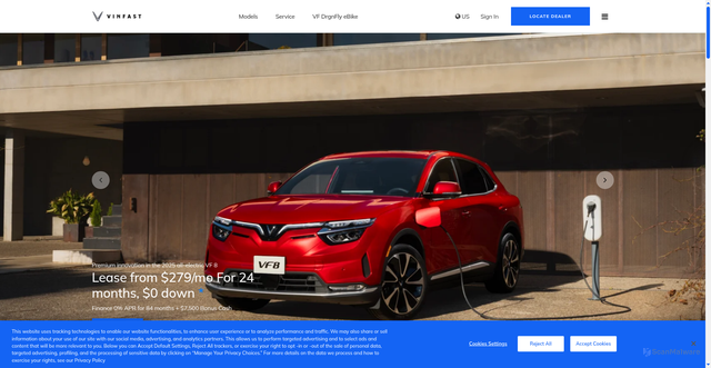 Security scan screenshot of https://vinfastauto.us/