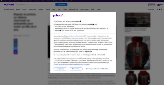 Security scan screenshot of https://fr.style.yahoo.com/claire-chazal-mise-au-point-190025257.html