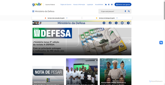 Security scan screenshot of https://www.defesa.gov.br/