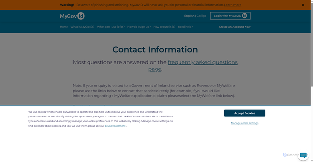 Security scan screenshot of https://partial2.mygovid-nonprod.ie/en-IE/Enquiry