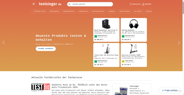 Security scan screenshot of https://testsieger.de