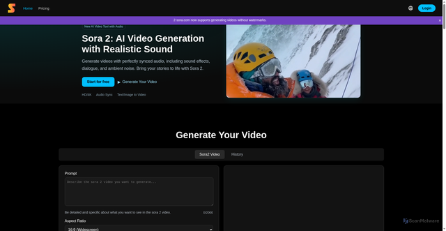 Security scan screenshot of https://2-sora.com/