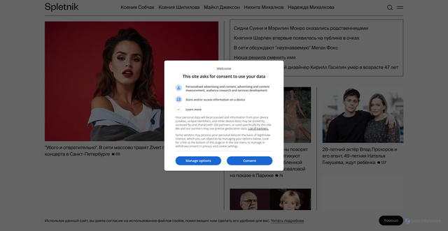 Security scan screenshot of https://spletnik.ru