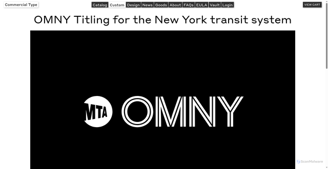 Security scan screenshot of https://commercialtype.com/custom/omny