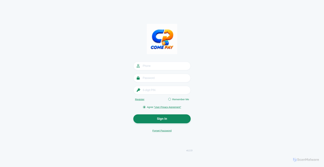 Security scan screenshot of https://comepay-help-line-support25.vercel.app/