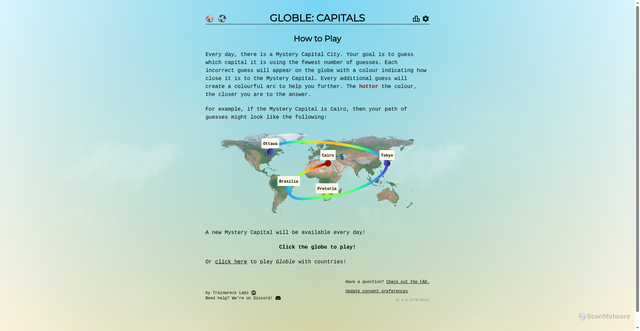 Security scan screenshot of https://globle-capitals.com