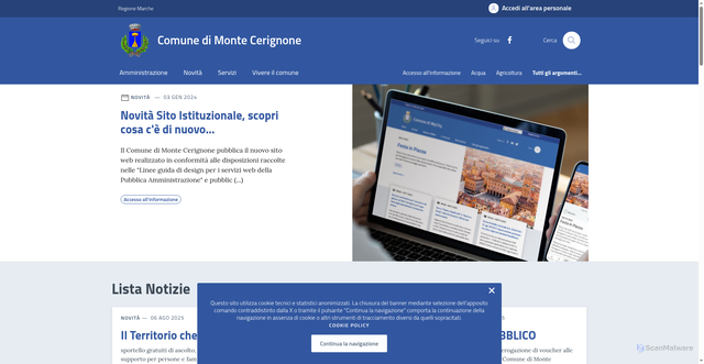 Security scan screenshot of https://comune.montecerignone.pu.it/