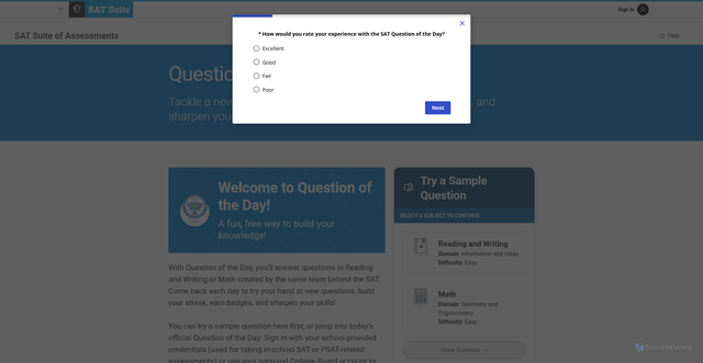 Security scan screenshot of https://qotd.collegeboard.org/