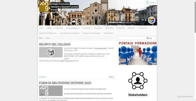 Security scan screenshot of https://www.collegio.geometri.lo.it/