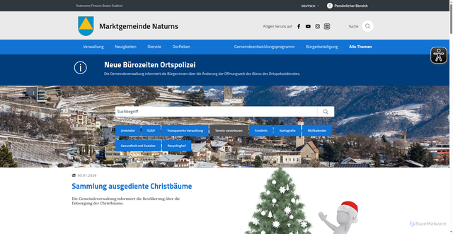 Security scan screenshot of https://www.comune.naturno.bz.it/de