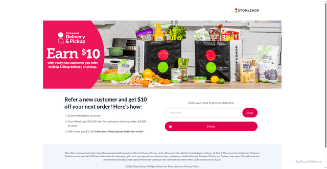 Security scan screenshot of https://refer.stopandshop.com