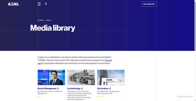 Security scan screenshot of https://investor.asml.com/news/media-library