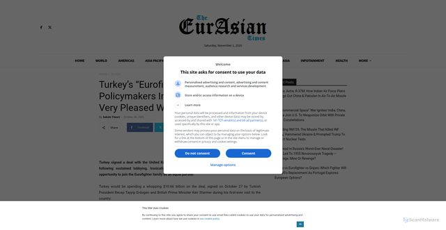 Security scan screenshot of https://www.eurasiantimes.com/turkeys-eurofighter-blunder-why-policymakers-in-ankara-would-not-be-very-pleased-with-10-6b-jet-deal/