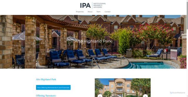 Security scan screenshot of https://ipatexasmultifamily.com/property/alto-highland-park/