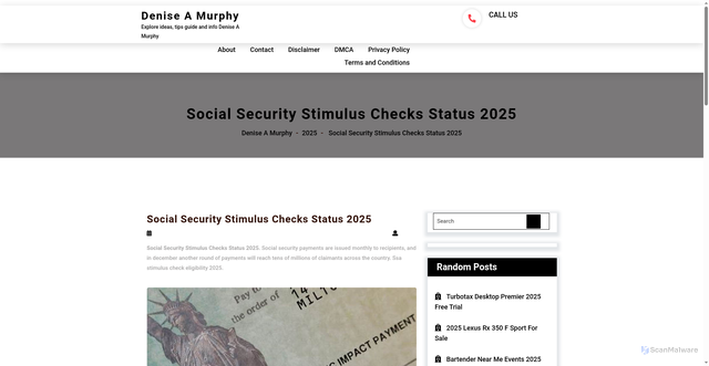 Security scan screenshot of https://deniseamurphys.pages.dev/uossa-social-security-stimulus-checks-status-2025-daqzi/