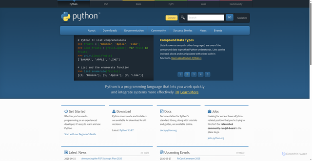 Security scan screenshot of https://www.python.org