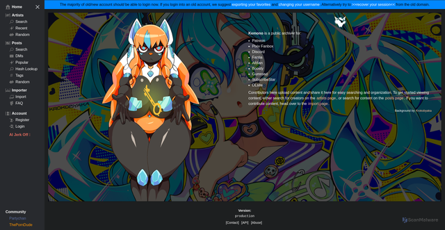 Security scan screenshot of https://kemono.cr