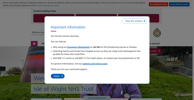 Security scan screenshot of https://www.iow.nhs.uk/