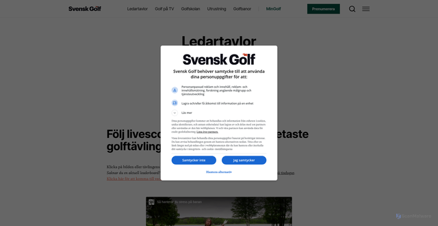 Security scan screenshot of https://www.svenskgolf.se/folj-de-senaste-resultaten-har/?utm_source=newsletter&utm_medium=email&utm_campaign=Tournytt_v41_2026&dt_id=fcd58f97-538d-4232-8bec-ce92f0c0cceb