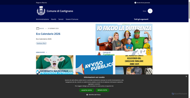 Security scan screenshot of https://www.comune.castignano.ap.it/it