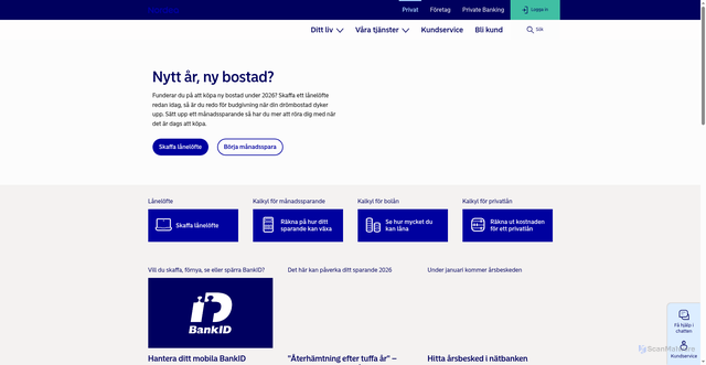 Security scan screenshot of https://nordea.se