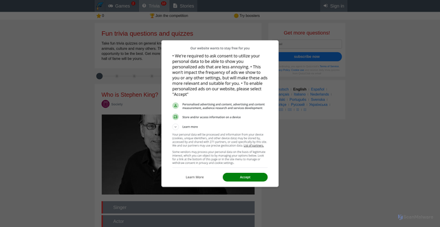 Security scan screenshot of https://quizzclub.com