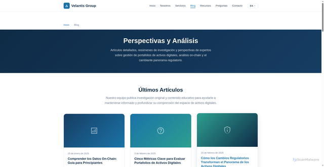 Security scan screenshot of http://velantis-group.com/es/blog.html
