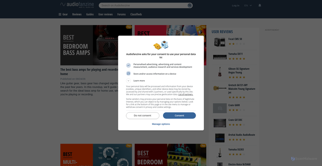 Security scan screenshot of https://audiofanzine.com