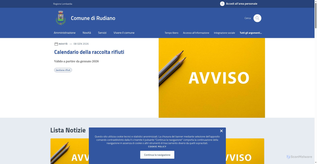 Security scan screenshot of https://comune.rudiano.bs.it/