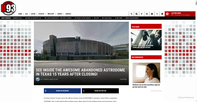 Security scan screenshot of https://b93.net/see-inside-the-awesome-abandoned-astrodome-in-texas-15-years-after-closing/