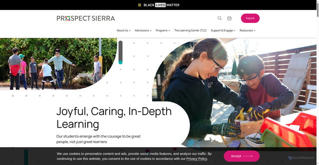 Security scan screenshot of https://www.prospectsierra.org/