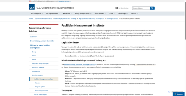 Security scan screenshot of https://www.gsa.gov/governmentwide-initiatives/federal-highperformance-buildings/highperformance-building-clearinghouse/learning-resources/facilities-management-institute