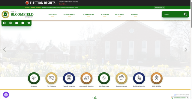 Security scan screenshot of https://bloomfieldct.gov/