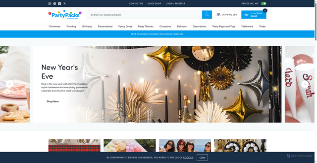 Security scan screenshot of https://partypacks.co.uk