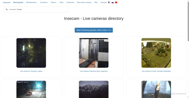 Security scan screenshot of http://insecam.org/